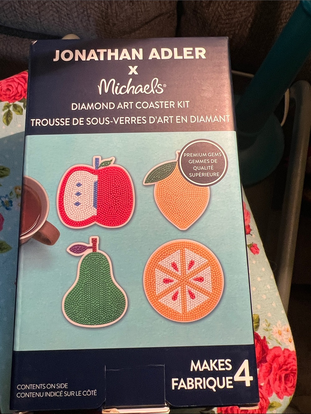 Jonathan Adler Diamond Art Coaster Kit — Red, Orange, Green, Yellow Fruit